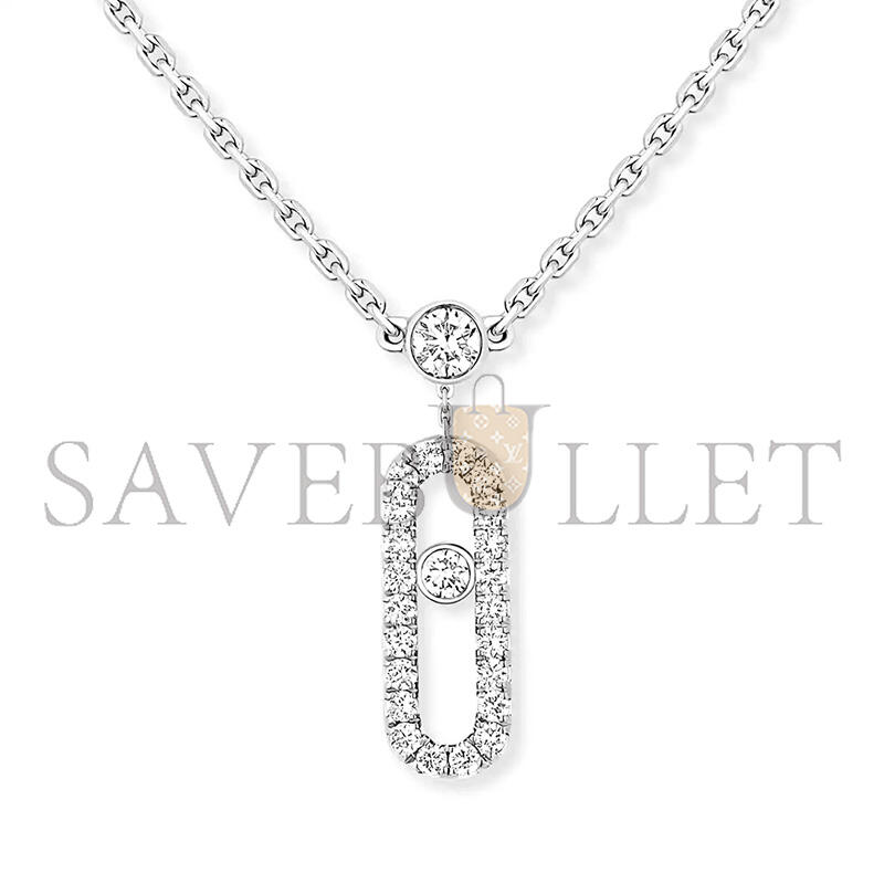 Mes1kaa move uno double circle pave d1am0nd necklace 07174-wg